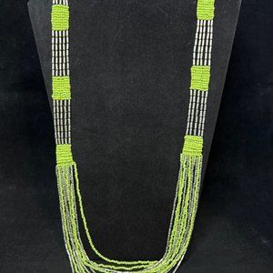 Sonoma Silver Tone With Green Seed Bead Necklace (4274)